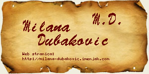 Milana Dubaković vizit kartica
